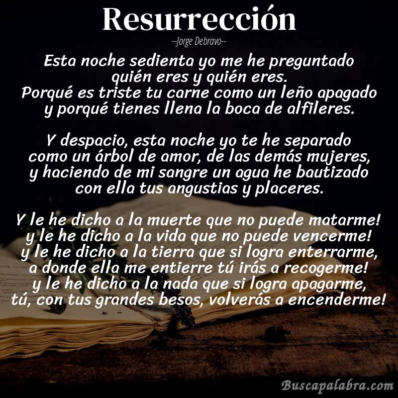 Poema resurrección de Jorge Debravo con fondo de libro