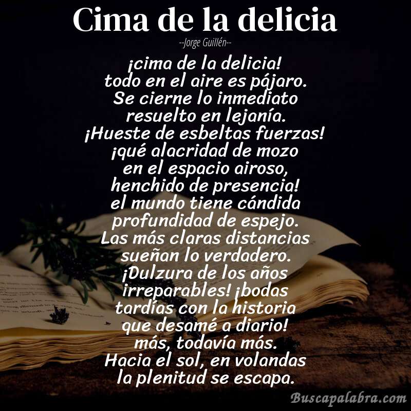 Poema cima de la delicia de Jorge Guillén con fondo de libro