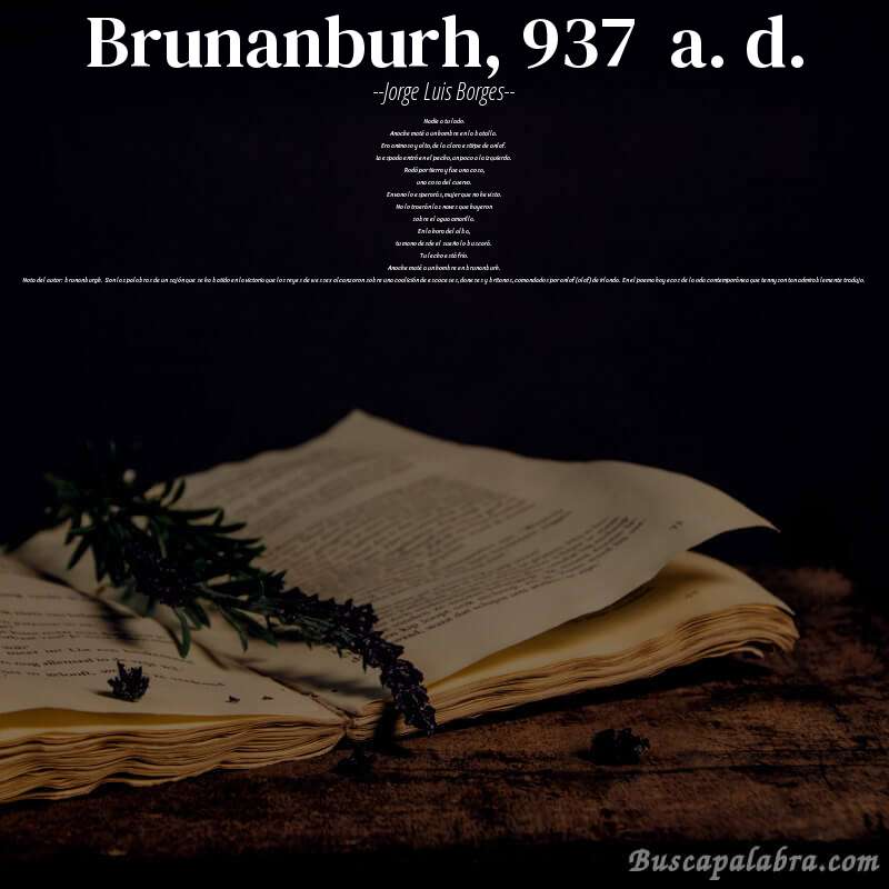 Poema brunanburh, 937  a. d. de Jorge Luis Borges con fondo de libro