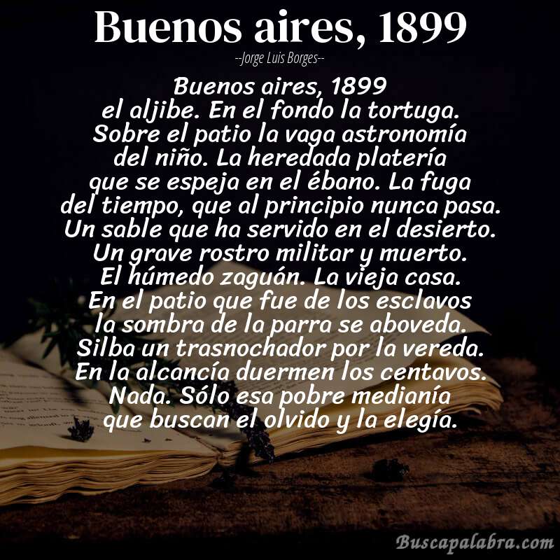 Poema buenos aires, 1899 de Jorge Luis Borges con fondo de libro