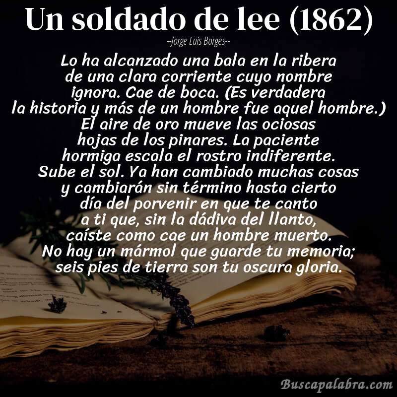 Poema un soldado de lee (1862) de Jorge Luis Borges con fondo de libro