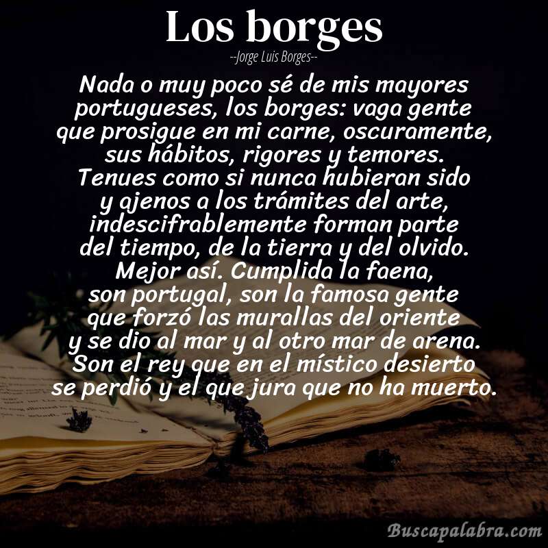 Poema los borges de Jorge Luis Borges con fondo de libro