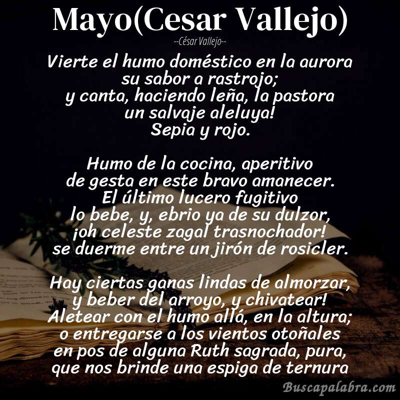 Poema Mayo(Cesar Vallejo) de César Vallejo con fondo de libro