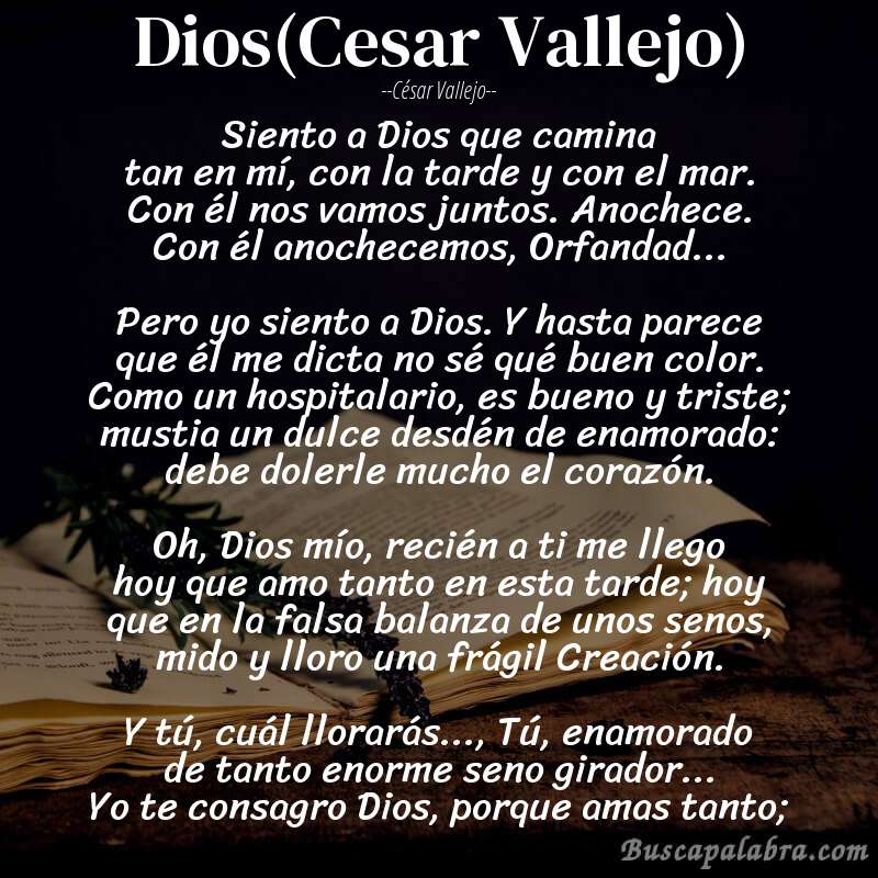 Poema Dios(Cesar Vallejo) de César Vallejo con fondo de libro