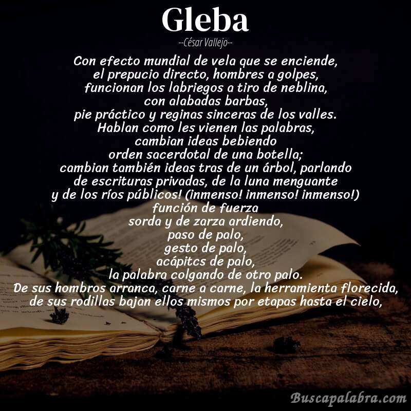 Poema gleba de César Vallejo con fondo de libro