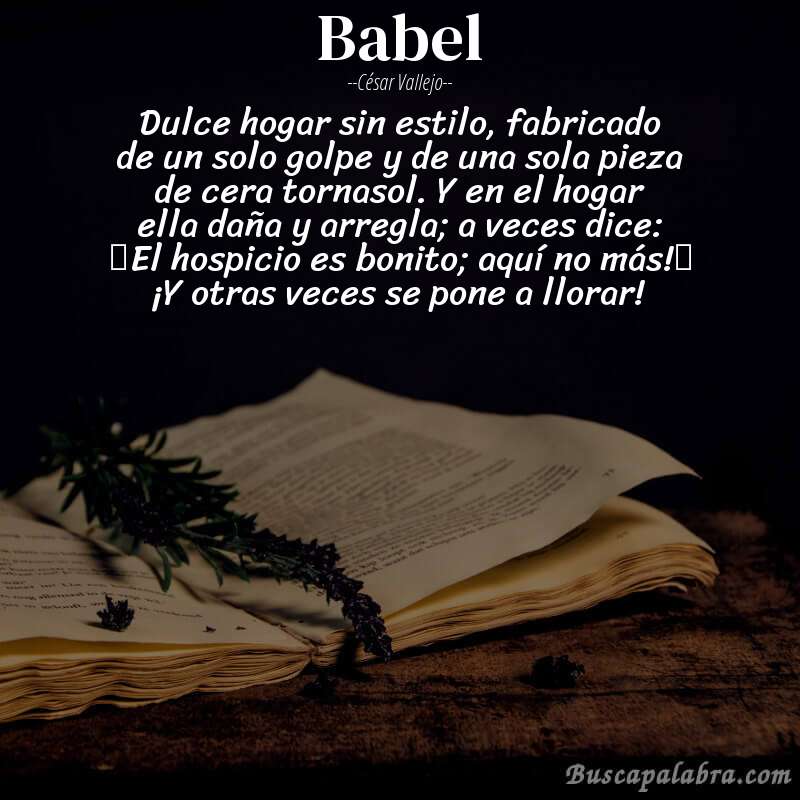 Poema Babel de César Vallejo con fondo de libro