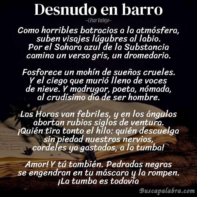 Poema Desnudo en barro de César Vallejo con fondo de libro
