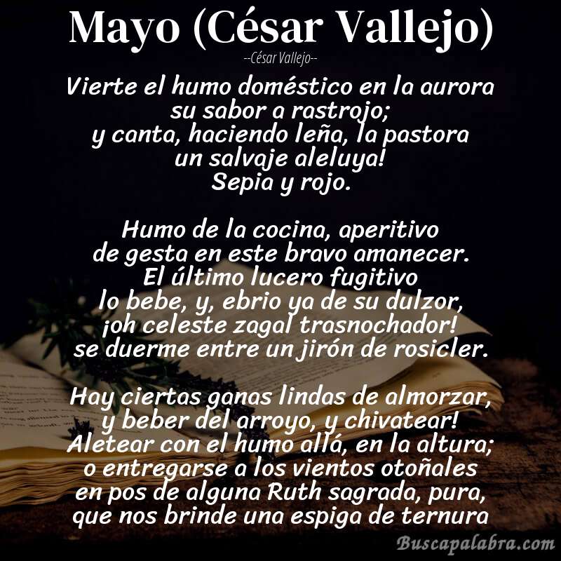 Poema Mayo (César Vallejo) de César Vallejo con fondo de libro
