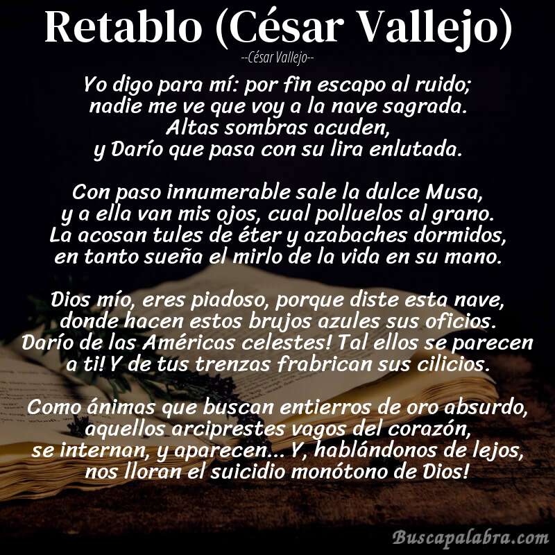 Poema Retablo (César Vallejo) de César Vallejo con fondo de libro