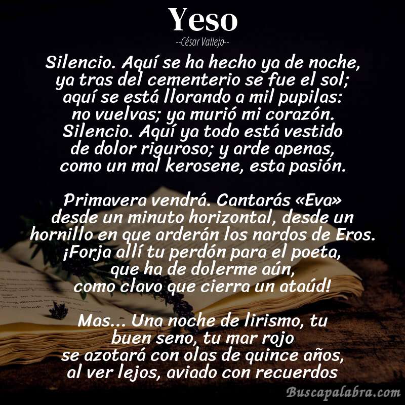 Poema Yeso de César Vallejo con fondo de libro