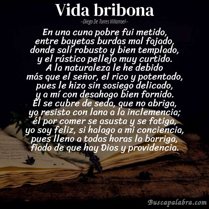 Poema vida bribona de Diego de Torres Villarroel con fondo de libro