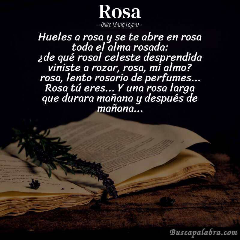 Poema rosa de Dulce María Loynaz con fondo de libro