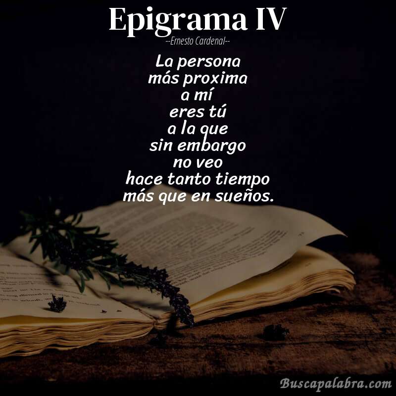 Poema epigrama IV de Ernesto Cardenal con fondo de libro