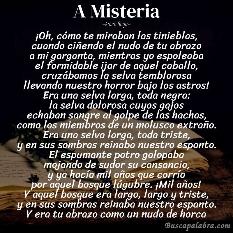 Poema A Misteria de Arturo Borja con fondo de libro