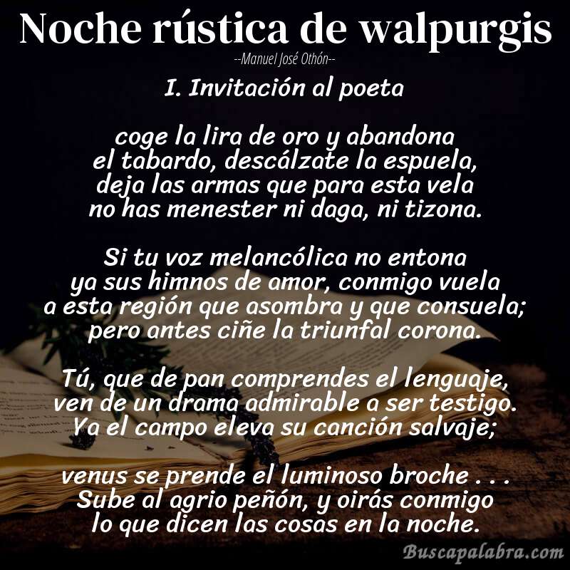Poema noche rústica de walpurgis de Manuel José Othón con fondo de libro