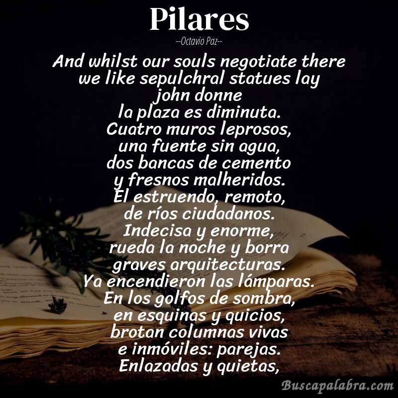 Poema pilares de Octavio Paz con fondo de libro