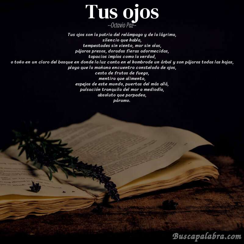 Poema tus ojos de Octavio Paz con fondo de libro