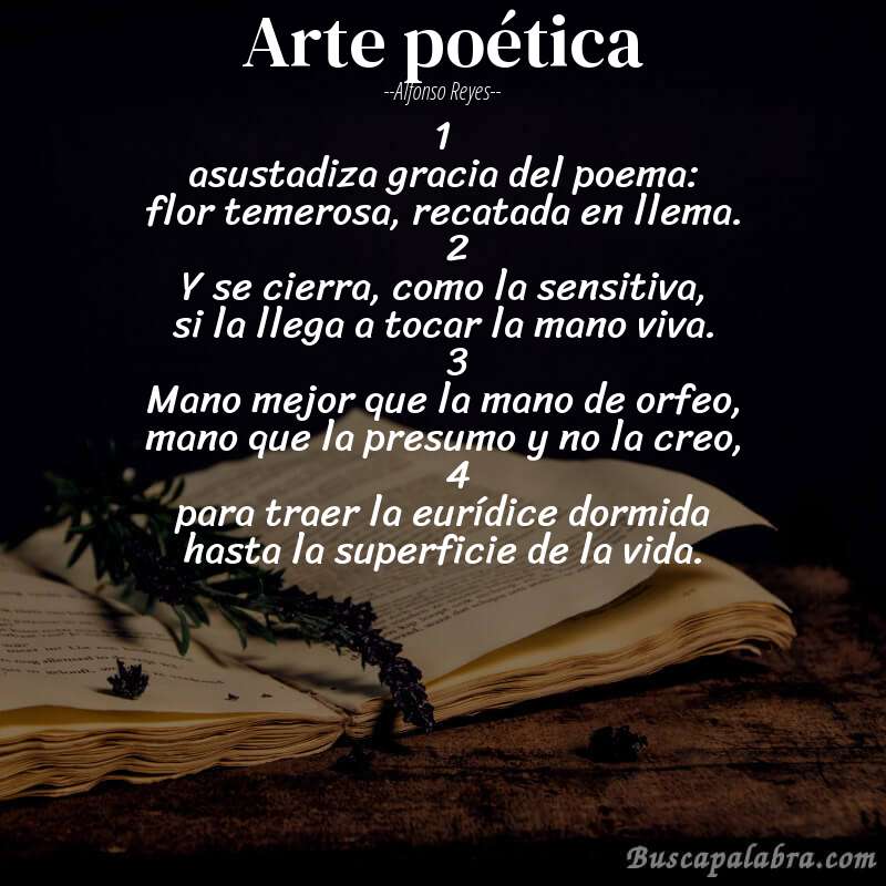 Poema arte poética de Alfonso Reyes con fondo de libro