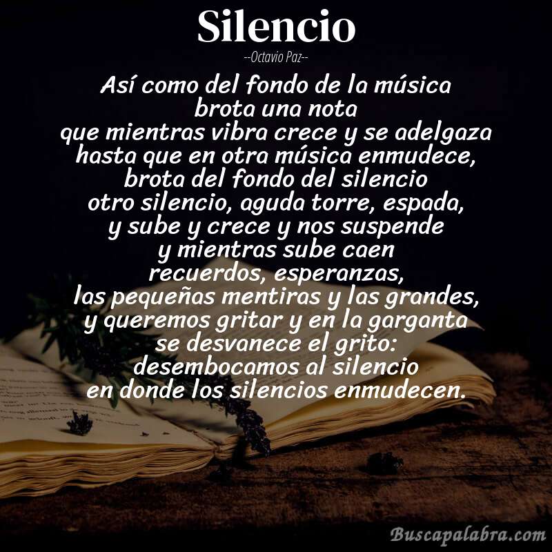 Poema silencio de Octavio Paz con fondo de libro