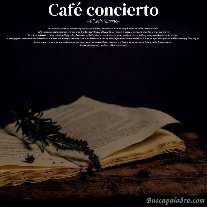 Poema café concierto de Oliverio Girondo con fondo de libro