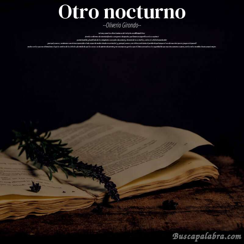 Poema otro nocturno de Oliverio Girondo con fondo de libro