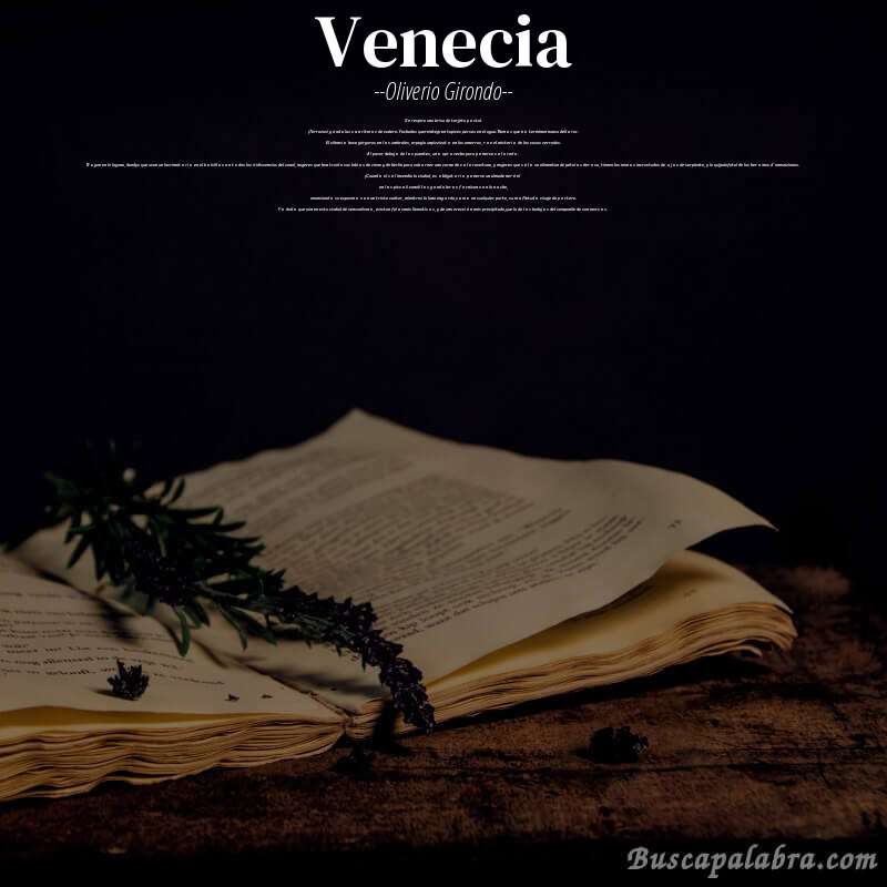 Poema venecia de Oliverio Girondo con fondo de libro