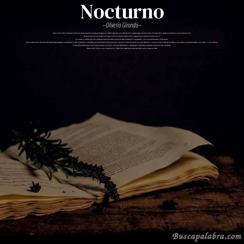 Poema nocturno de Oliverio Girondo con fondo de libro