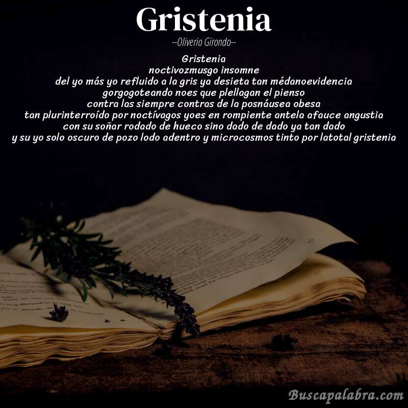 Poema gristenia de Oliverio Girondo con fondo de libro