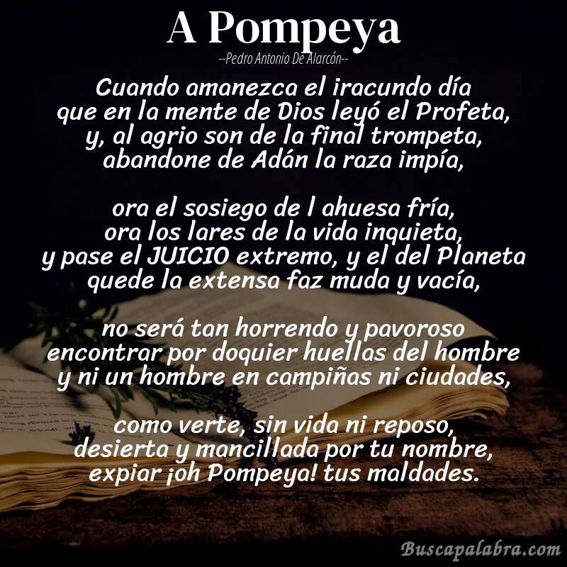 Poema A Pompeya de Pedro Antonio de Alarcón con fondo de libro