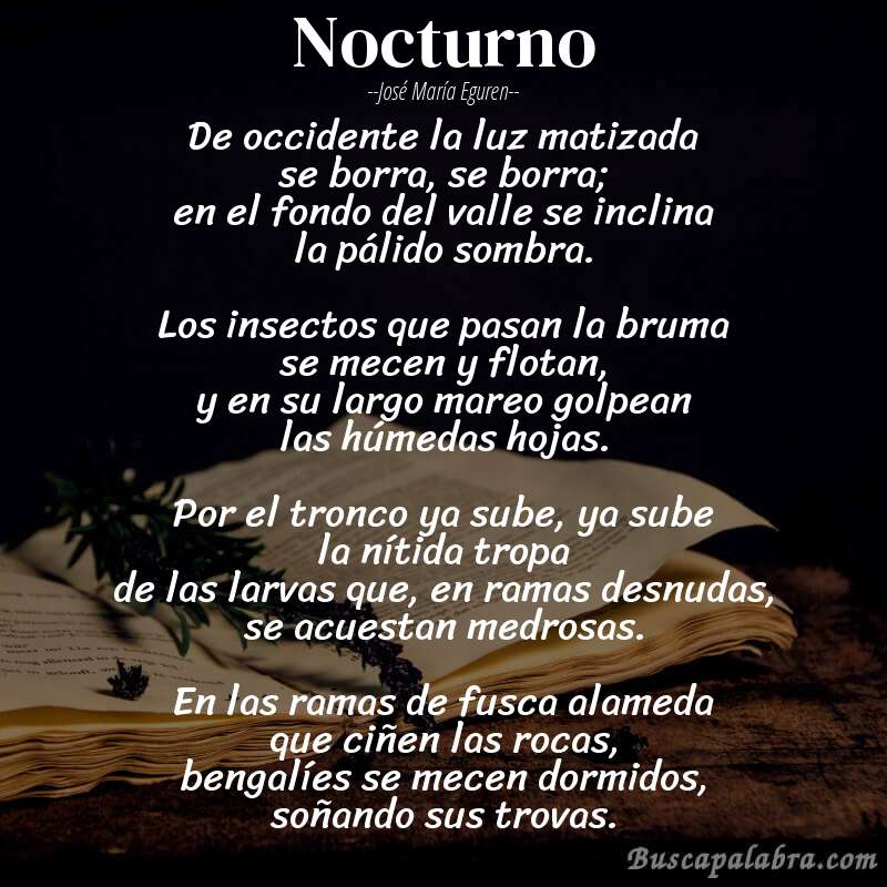 Poema nocturno de José María Eguren con fondo de libro