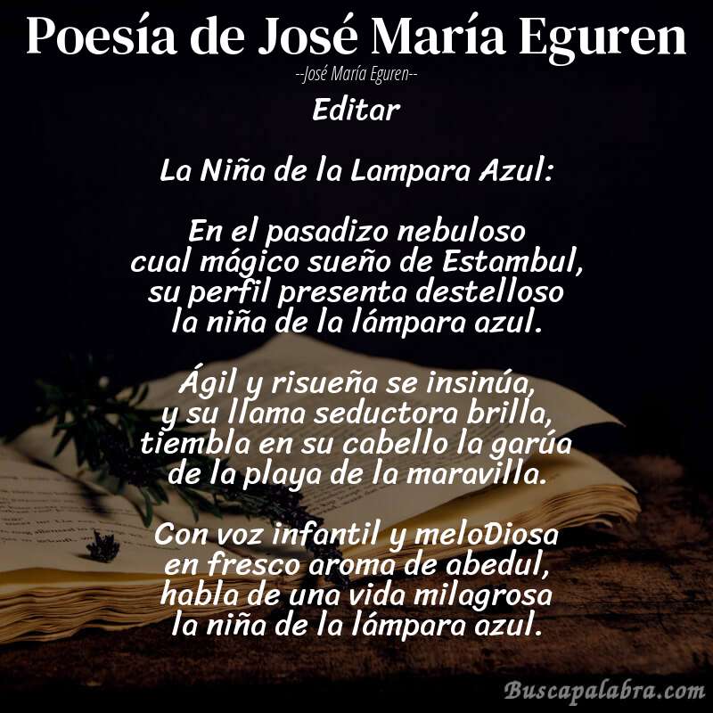 Poema Poesía de José María Eguren de José María Eguren con fondo de libro