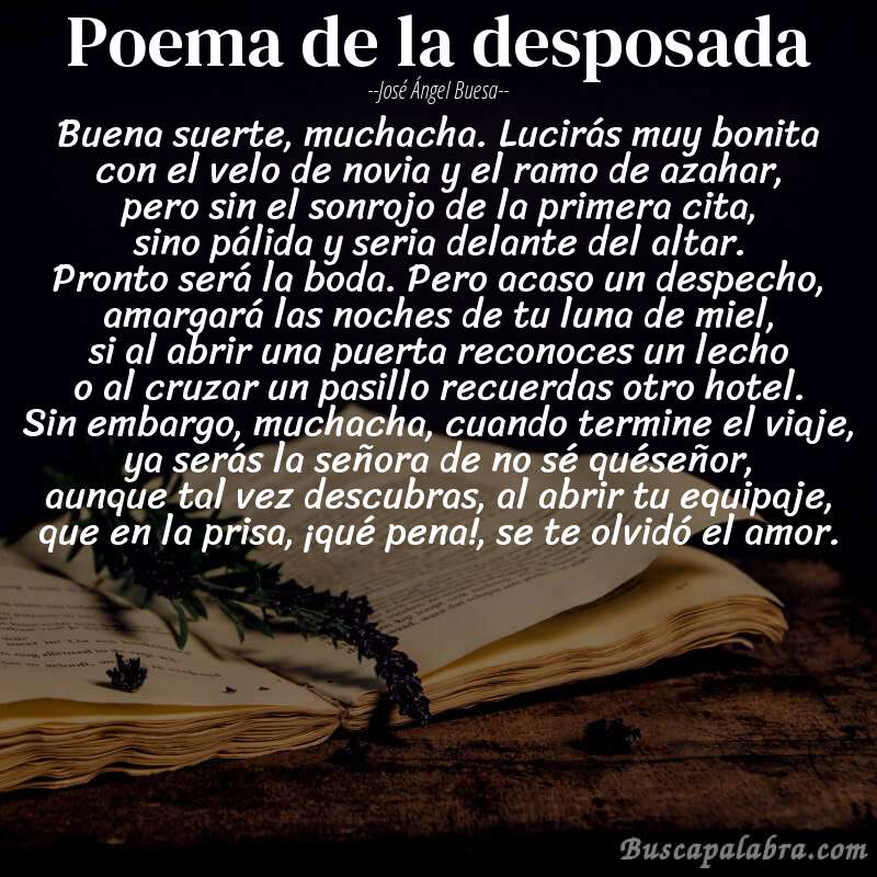 Poema poema de la desposada de José Ángel Buesa con fondo de libro