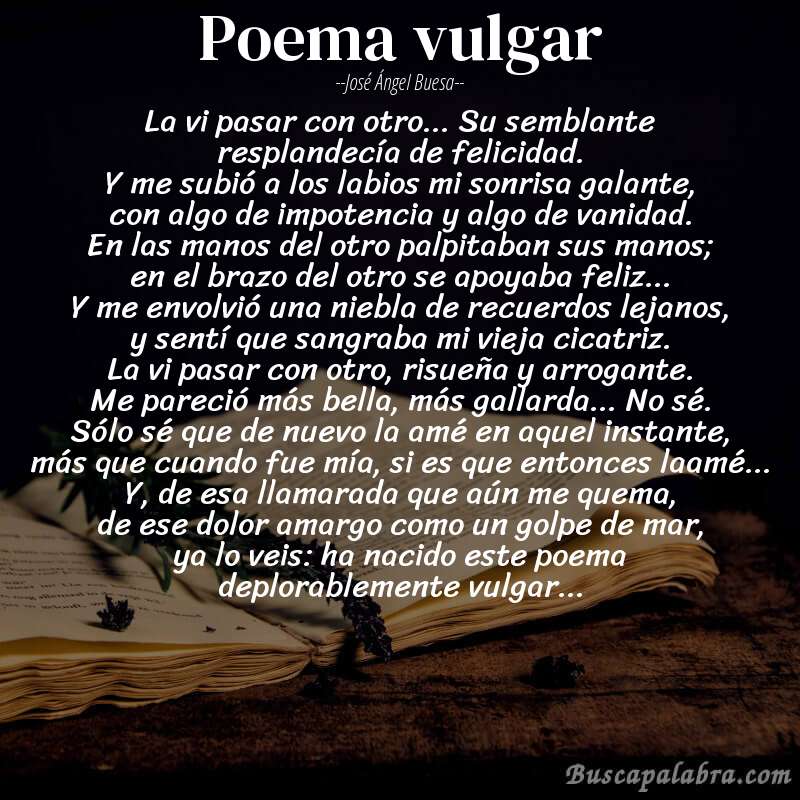 Poema poema vulgar de José Ángel Buesa con fondo de libro