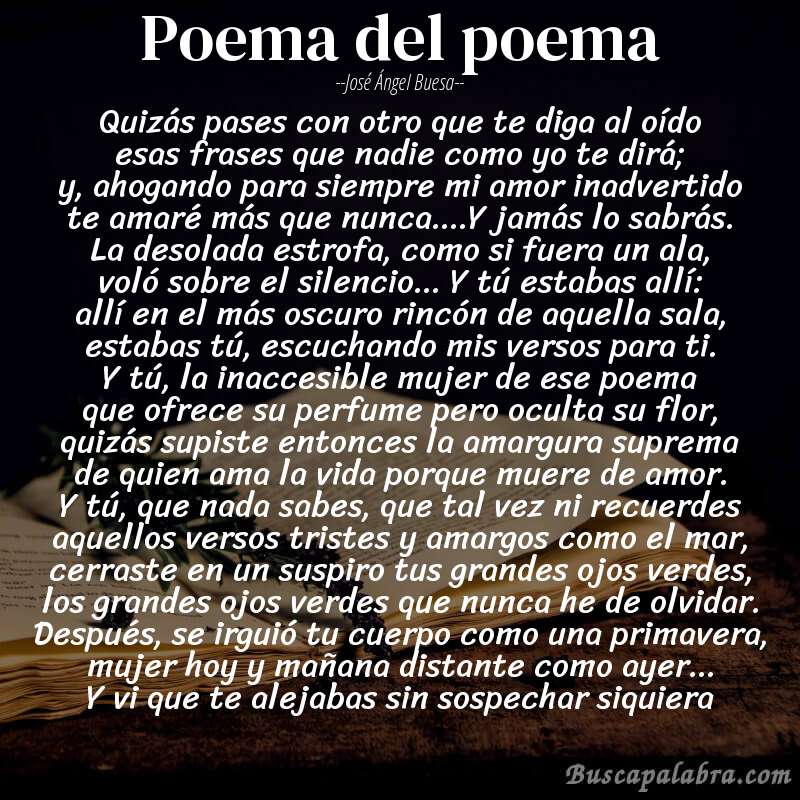 Poema poema del poema de José Ángel Buesa con fondo de libro