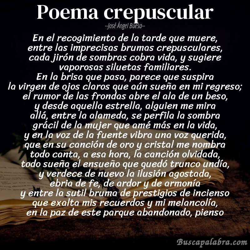 Poema poema crepuscular de José Ángel Buesa con fondo de libro