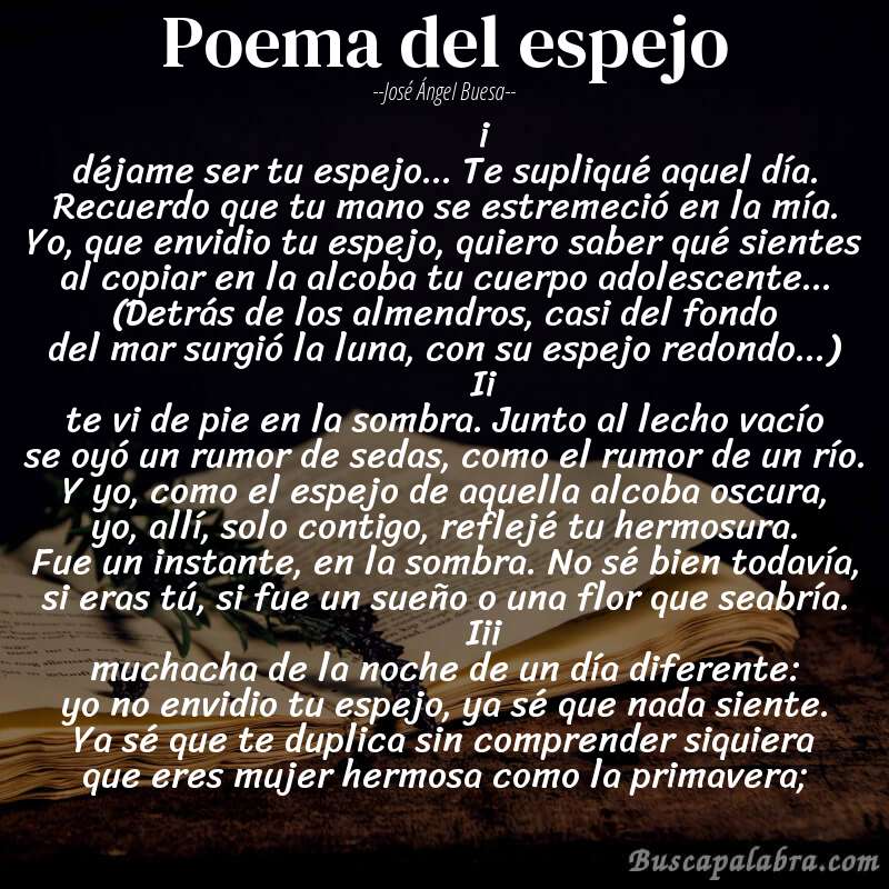Poema poema del espejo de José Ángel Buesa con fondo de libro