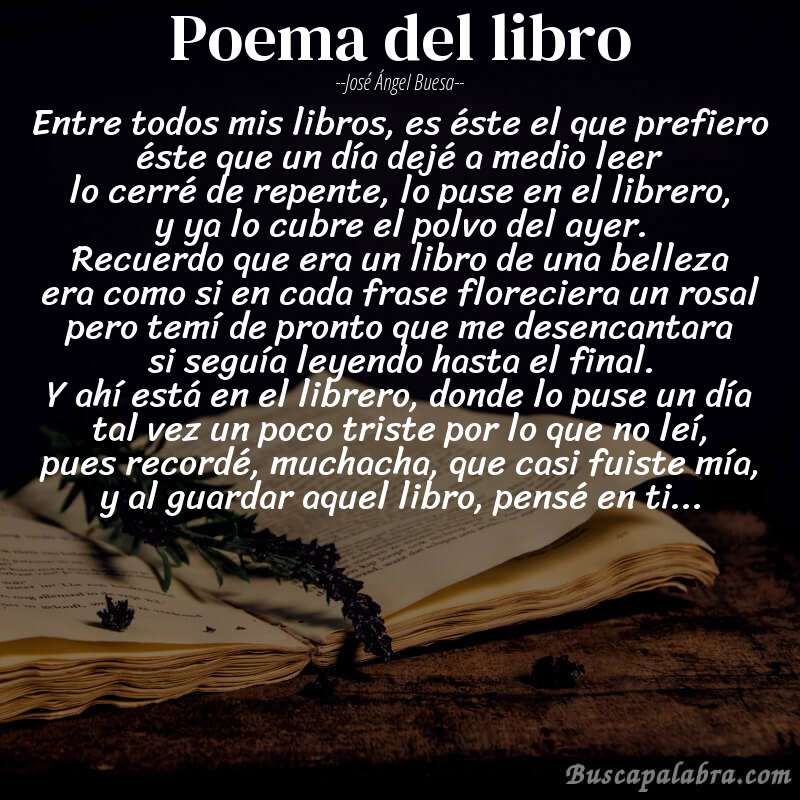 Poema poema del libro de José Ángel Buesa con fondo de libro