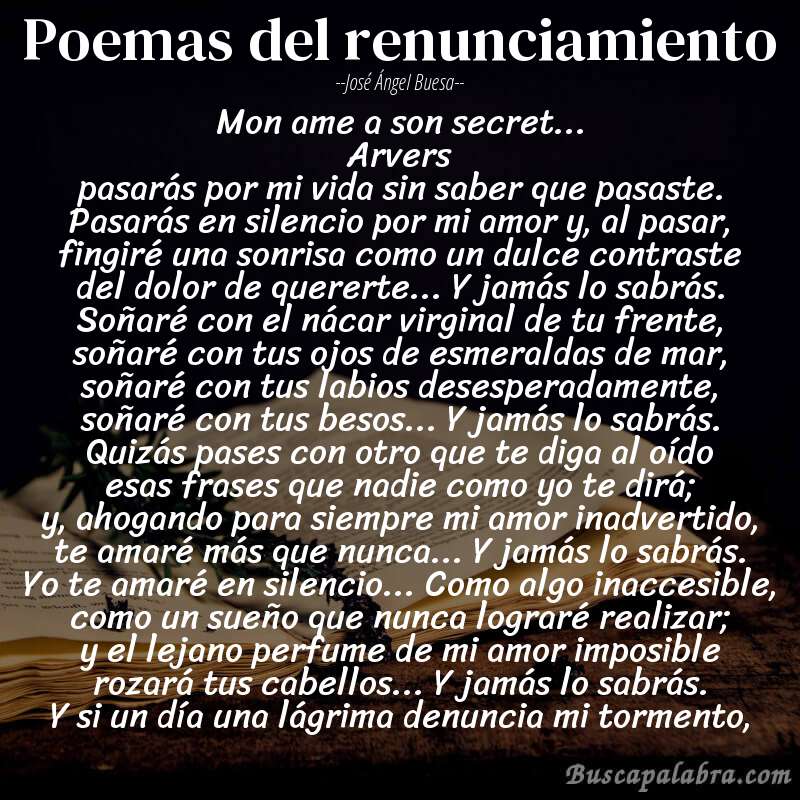 Poema poemas del renunciamiento de José Ángel Buesa con fondo de libro