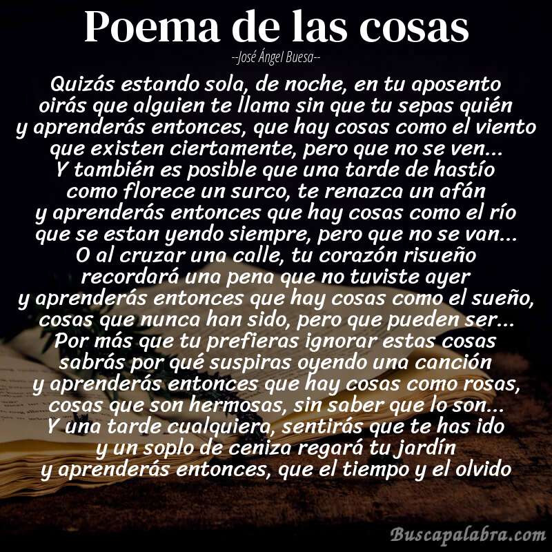 Poema poema de las cosas de José Ángel Buesa con fondo de libro