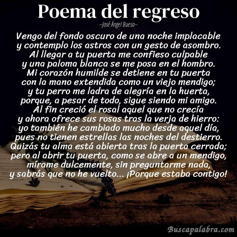Poema poema del regreso de José Ángel Buesa con fondo de libro