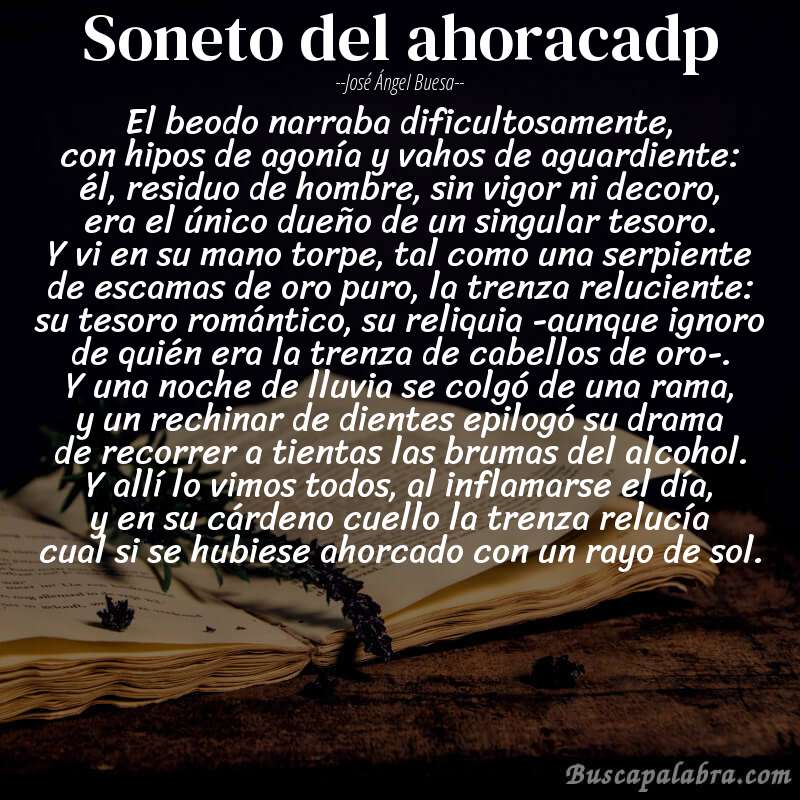 Poema soneto del ahoracadp de José Ángel Buesa con fondo de libro