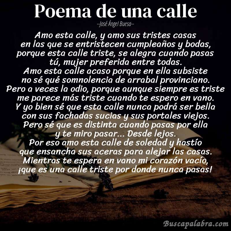 Poema poema de una calle de José Ángel Buesa con fondo de libro