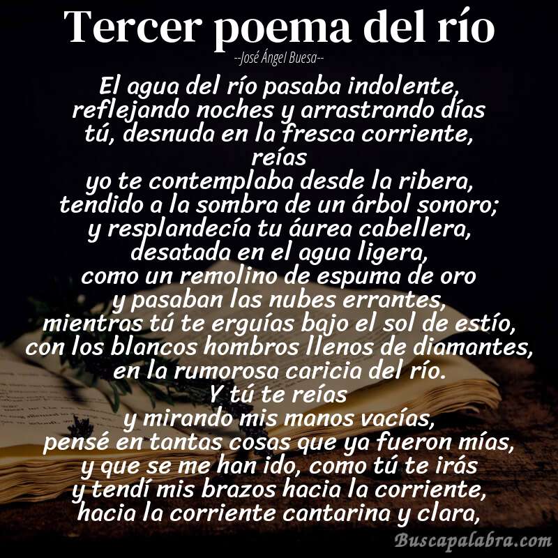 Poema tercer poema del río de José Ángel Buesa con fondo de libro