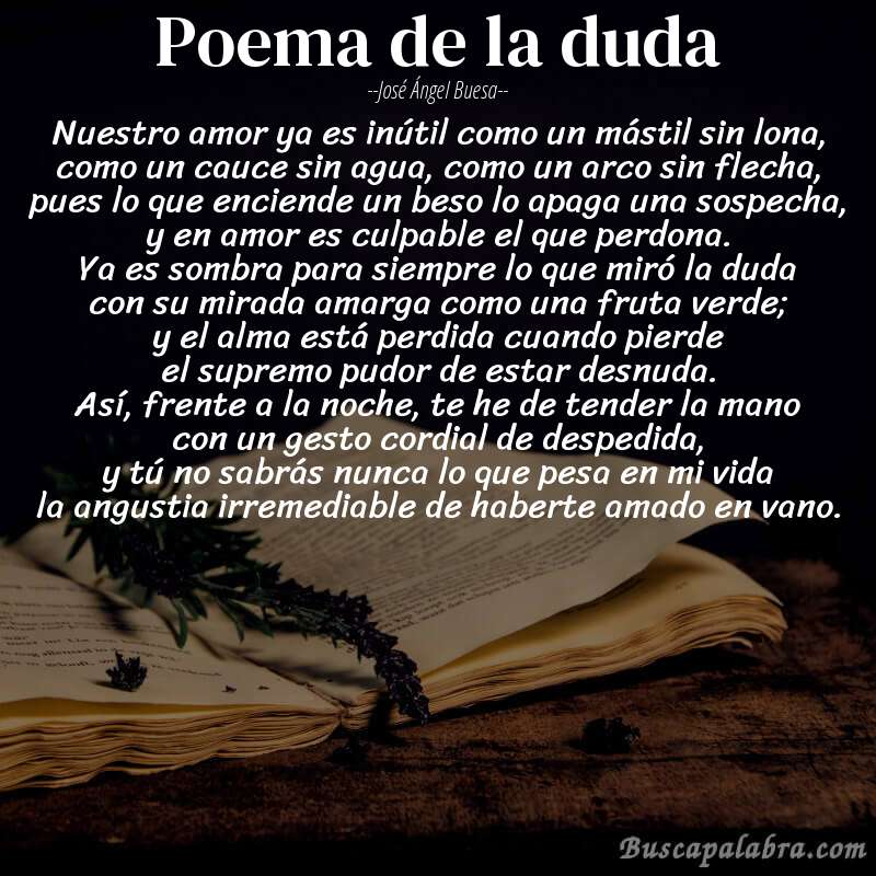 Poema poema de la duda de José Ángel Buesa con fondo de libro