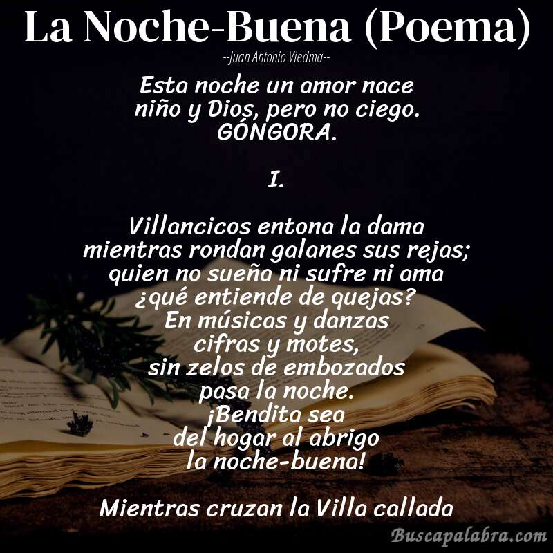 Poema La Noche-Buena (Poema) de Juan Antonio Viedma con fondo de libro