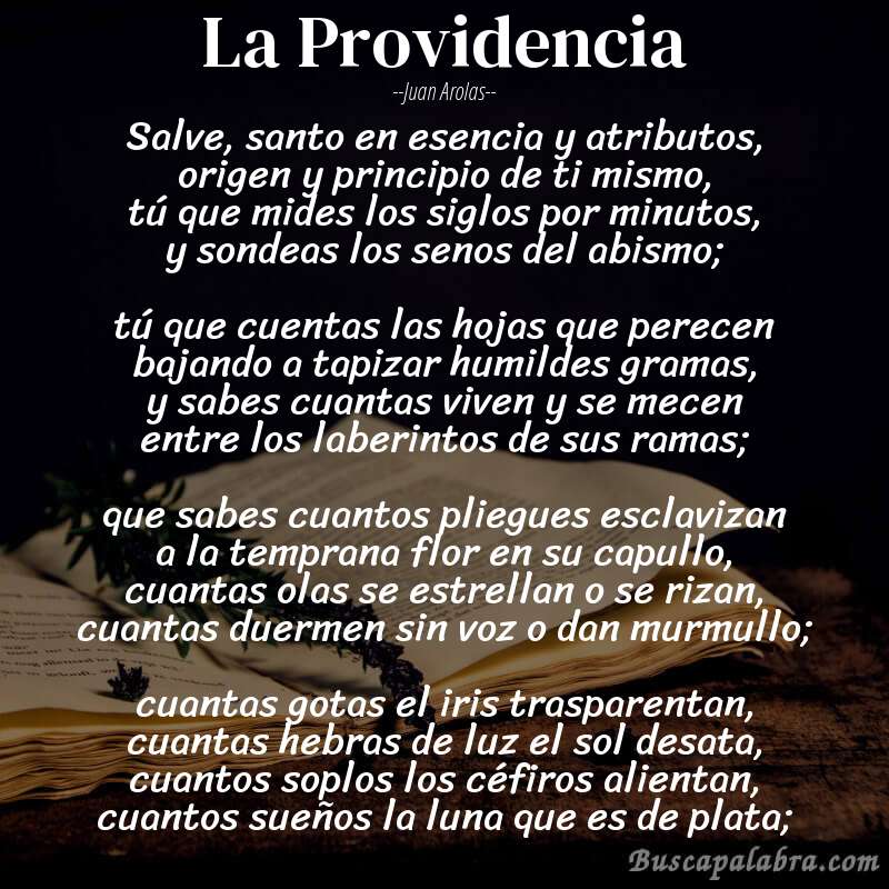 Poema La Providencia de Juan Arolas con fondo de libro