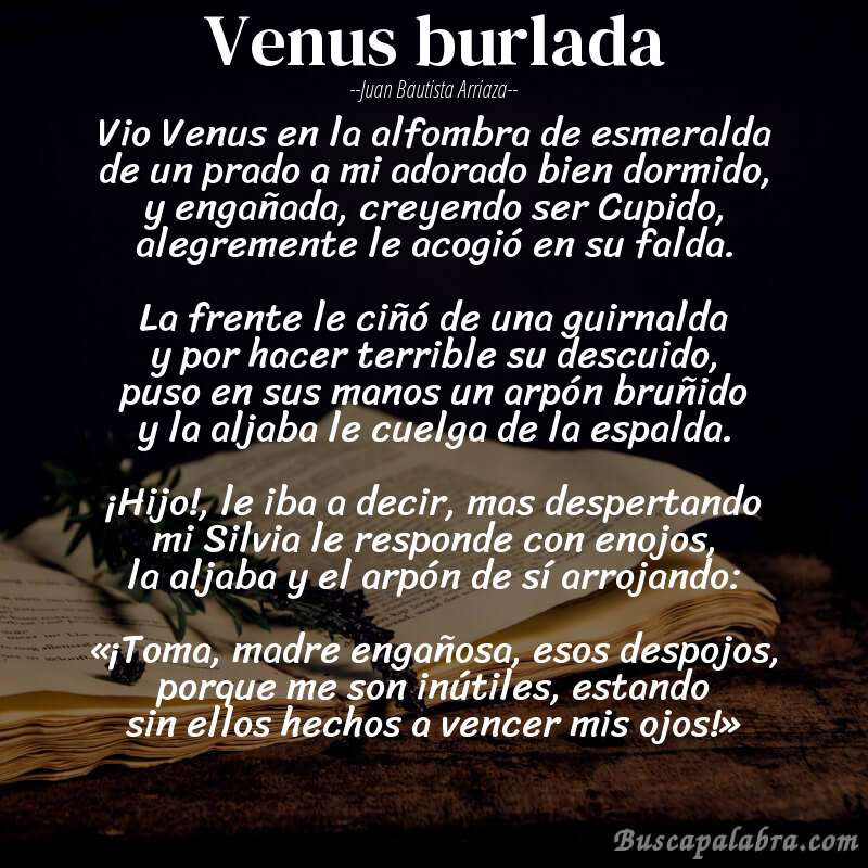 Poema Venus burlada de Juan Bautista Arriaza con fondo de libro