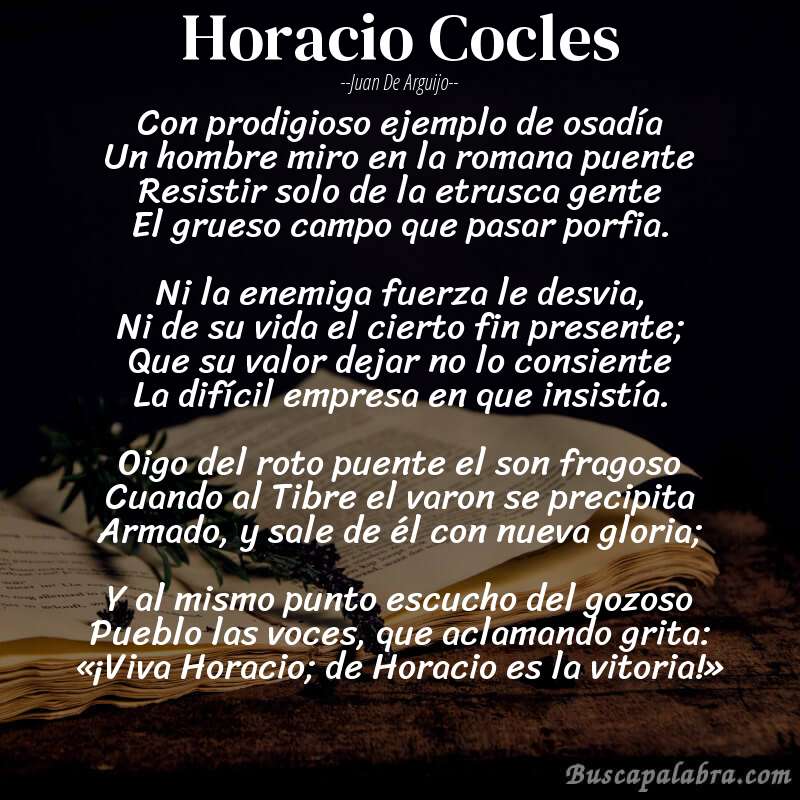 Poema Horacio Cocles de Juan de Arguijo con fondo de libro