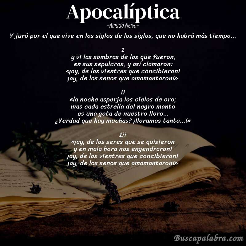 Poema apocalíptica de Amado Nervo con fondo de libro