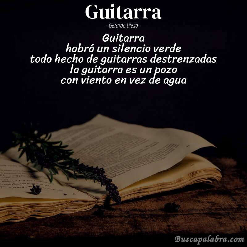 Poema guitarra de Gerardo Diego con fondo de libro